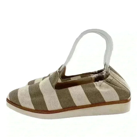 Dee Keller womens flats size 35.5 taupe cream canvas pointy to flatform loafers - Picture 5 of 12